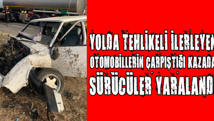 Hızla ilerleyen otomobiller çarpıştı! Sürücüler yaralandı