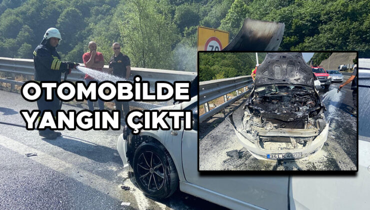 Anadolu Otoyolu’nda Otomobil Alev Aldı, İtfaiye Müdahale Etti