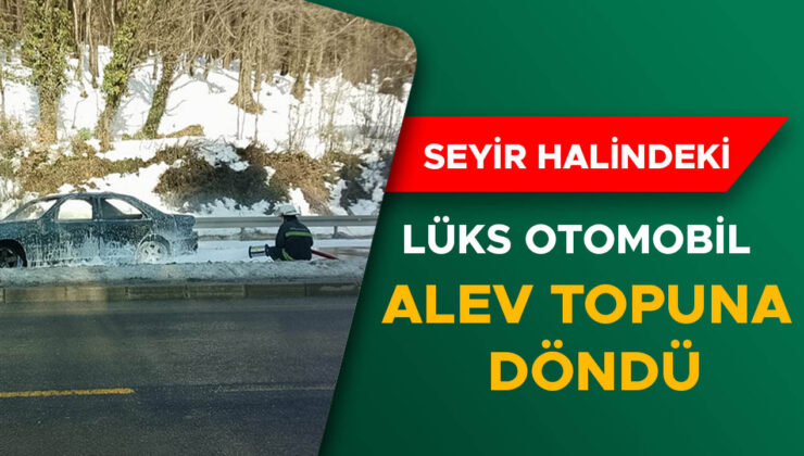 Bolu Dağı’nda lüks otomobil yangını paniğe neden oldu