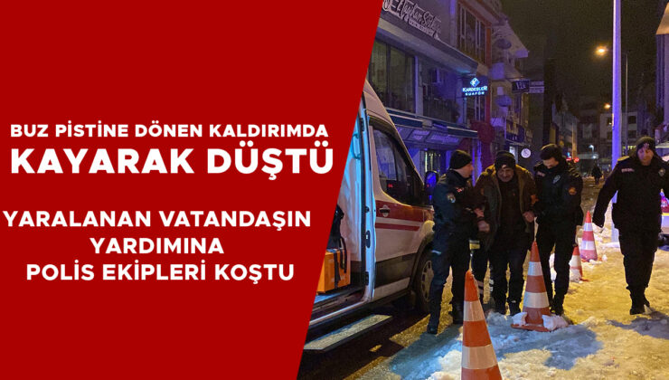 Buzlu Kaldırımda Düşen Adam Hastaneye Kaldırıldı