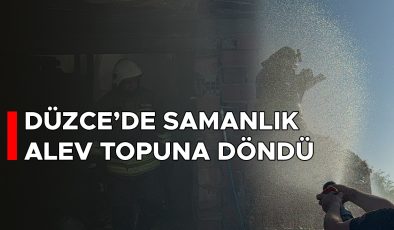 Samanlık yangınına itfaiye erinin cesaretli müdahalesi!