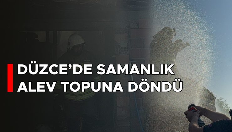 Samanlık yangınına itfaiye erinin cesaretli müdahalesi!