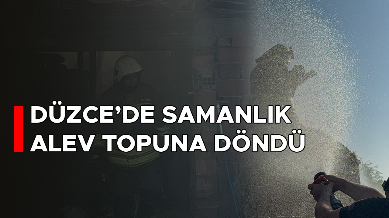 Samanlık yangınına itfaiye erinin cesaretli müdahalesi!