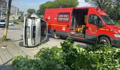 Bolu’da otomobil devrildi, sürücü hafif yaralandı!