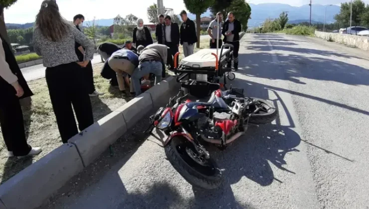 Mudurnu’daki motosiklet kazası facianın eşiğinden döndü!