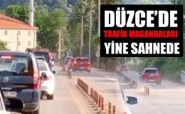 Düzce’de Düğün Konvoyunda Trafik Magandalığı!