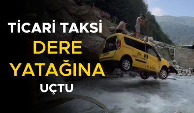 Düzce’de Takla Atan Taksi Dereye Uçtu!
