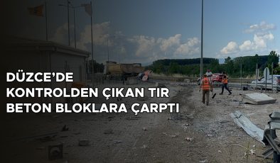 Tır bariyerlere çarptı, büyük tehlike atlatıldı!